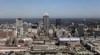 Aerial of downtown Indianapolis looking north