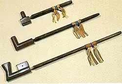 Various styles of Native American ceremonial pipes
