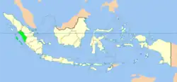 Central Territorial of Pagaruyung now in West Sumatra Province of Indonesia (green area)