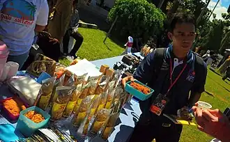 Beef floss vendor in Sulawesi, Indonesia