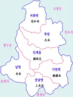 Map of the County of Inje