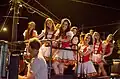 Girls from the Obligado dance school promote the Choppfest 2017, wearing the Dirndl.