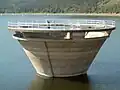 Shaft spillway in the reservoir