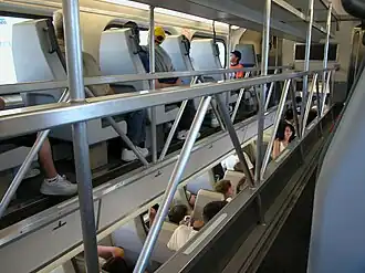 Structural trusses on a crowded gallery car