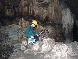 Biospeleologist in search of biodiversity inside the cave