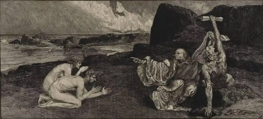 Intermezzo, from the series A Love, Opus X, no. 6 (1887), etching with engraving and aquatint, 19.1 x 42 cm, Museum of Fine Arts, Houston