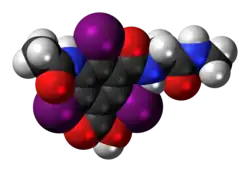 Space-filling model of the ioglicic acid molecule