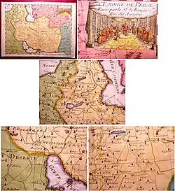 Several maps and a coloured drawing