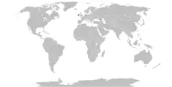 Map indicating locations of Ireland and Taiwan