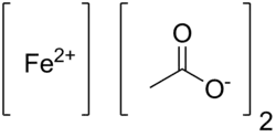 Skeletal formula of iron(II) acetate