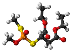 Ball-and-stick model of the isomalathion molecule