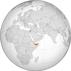Map indicating locations of Israel and Somaliland