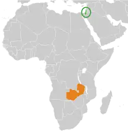Map indicating locations of Israel and Zambia