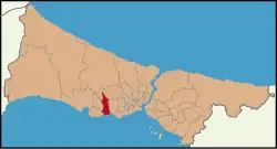 Map showing Avcılar District in Istanbul Province