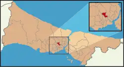 Map showing Gaziosmanpaşa District in Istanbul Province