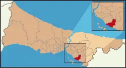 Map showing Kartal District in Istanbul Province