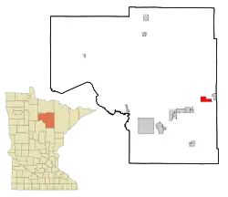 Location of the town of Nashwauk within Itasca County, Minnesota