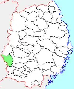 Location of Yuda in Iwate Prefecture