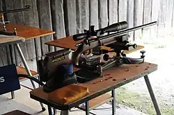 An Anschütz 1903 rifle in caliber .22 LR used for benchrest shooting at 50 meters