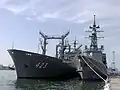 JS Tokiwa and JS Ōnami at the Port of Shimizu on 1 August 2004.