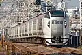 An E259 series set in updated livery in May 2024