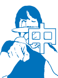 A Chinese character: 'middle' (中, naka, chū)