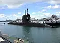 JS Hakuryū arriving at Pearl Harbor on 6 February 2013.