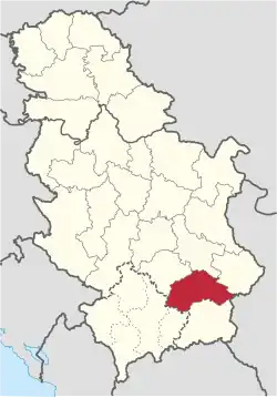 Location of district in Serbia