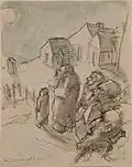 Birkat halevana (1920) by Jacob Steinhardt. Graphite, watercolor, and ink on paper.