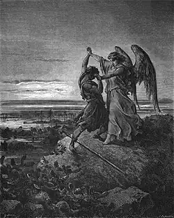 Jacob Wrestling with the Angel illustration by Gustave Doré, 1855