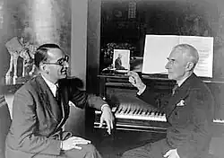 Jacques Février (left) with composer Maurice Ravel in Paris in 1937