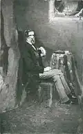 Photograph copied from a portrait painted in Adelaide in approximately 1875. "The Drifting Wreck" can be seen hanging on the wall".[6]