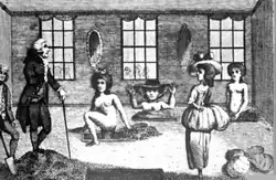 A sketch of James Graham with some of his patients at the earthbaths in Panton Street in London.