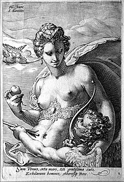 Jan Saenredam, Venus and Cupid, after Hendrick Goltzius