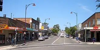 Box Road, Jannali viewing east up shopping strip.