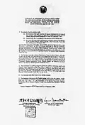 Instrument of Surrender signed by Admiral Lord Louis Mountbatten for the Allies and General Itagaki for the Japanese