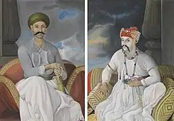 Nawab of Awadh (left) and Mughal prince and Heir apparent Mirza Jawan Bakht (right)