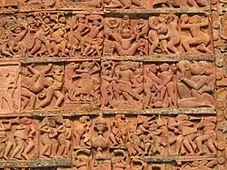 Terracota carvings in Radhabinode temple at Jaydev Kenduli