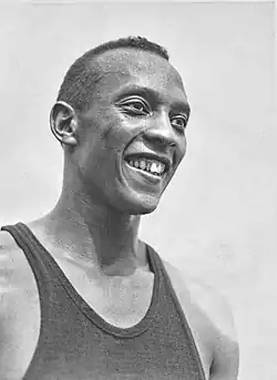 Jesse Owens; track and field athlete known for his participation in the 1936 Olympic Games.