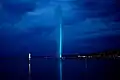 Jet d'Eau with blue light in 2007