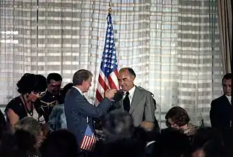 U.S. President Jimmy Carter (left) and Mexican president José López Portillo (right) toast during a luncheon hosted by the President of Mexico, 1979.
