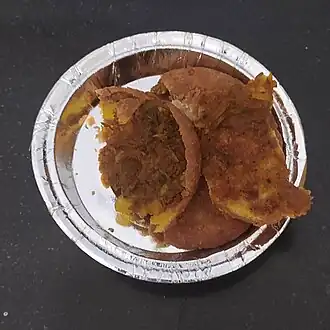 Spiced onions filling of pyaaz kachori