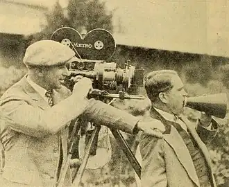 Cinematographer Arnold and director Cline on the set of Along Came Ruth (1924)