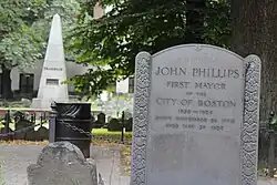 Grave of Boston's first mayor, John Phillips.