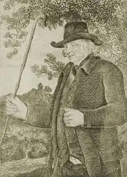 Image 31John Metcalf, also known as Blind Jack of Knaresborough. Drawn by J R Smith in The Life of John Metcalf, published 1801. (from History of road transport)