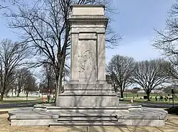 Rear view of a marble memorial