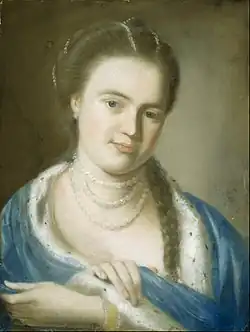 1763 portrait by John Singleton Copley of Elizabeth Byles Brown, Mather Brown's mother