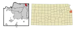 Location within Johnson County and Kansas