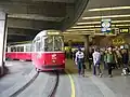 A tram in the station