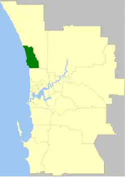 Location of Joondalup in the Perth metropolitan area
